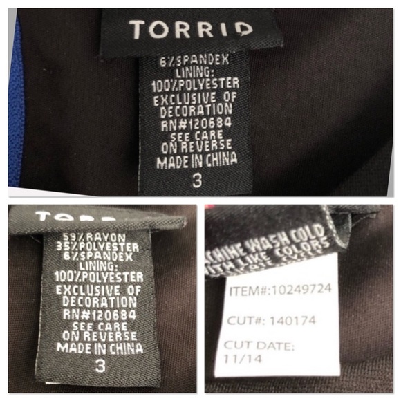 Torrid blue and black color block keyhole sleeveless peplum top - Picture 7 of 7